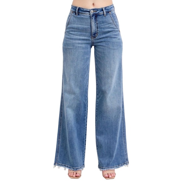 Judy Blue Denim - Judy Blue High Waist Retro Wide Leg Jeans | Stretch Denim